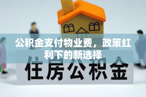 东势公积金支付物业费，政策红利下的新选择